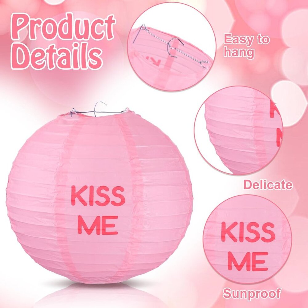 12 Pcs Valentine's Day Decoration 10 Inch Valentines Paper Lanterns Conversation - Picture 4 of 7